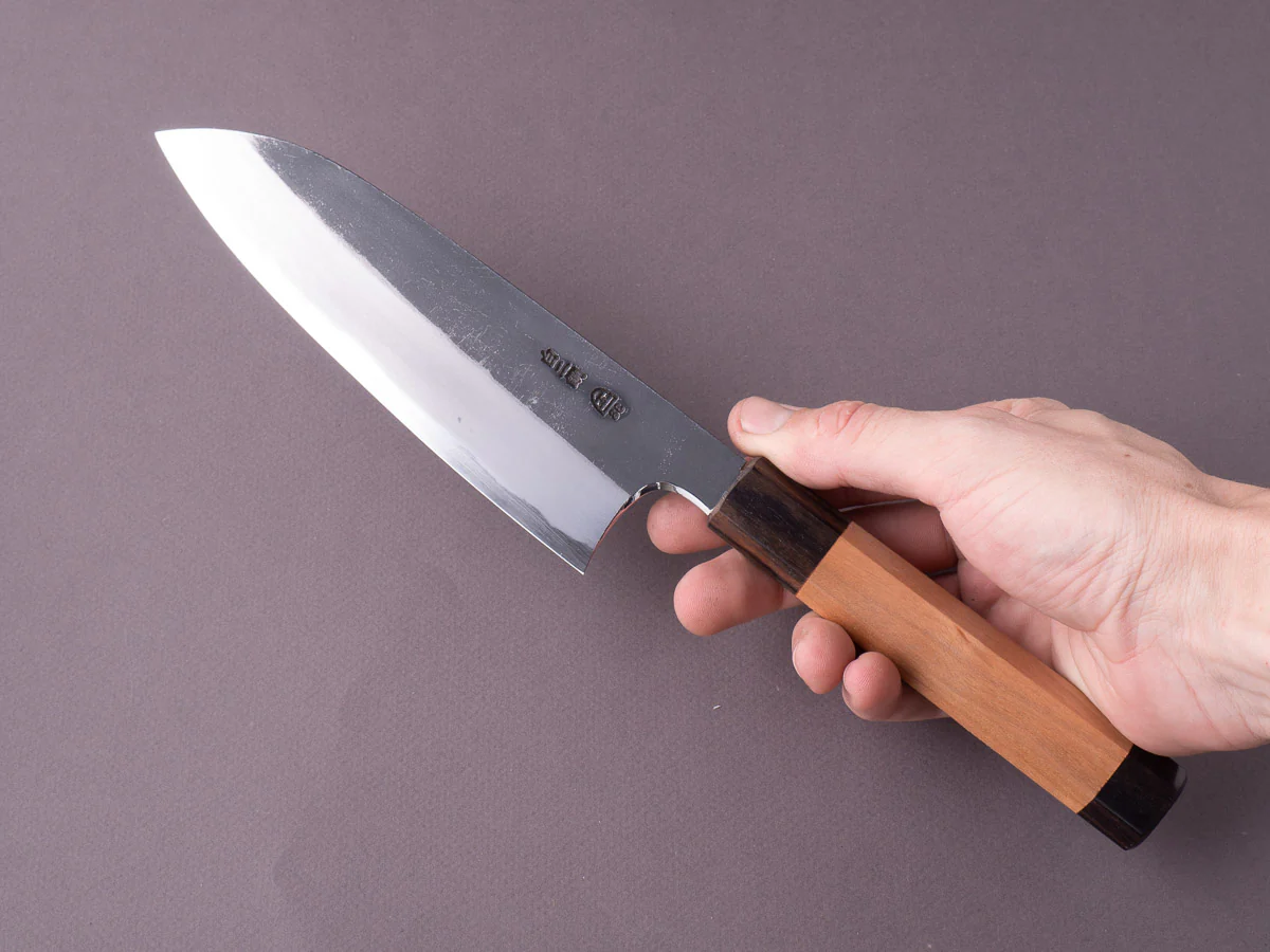 Hitohira - Togashi - White #2 - Kurouchi - 165mm Santoku - Ebony & Cherry Handle - Image 6