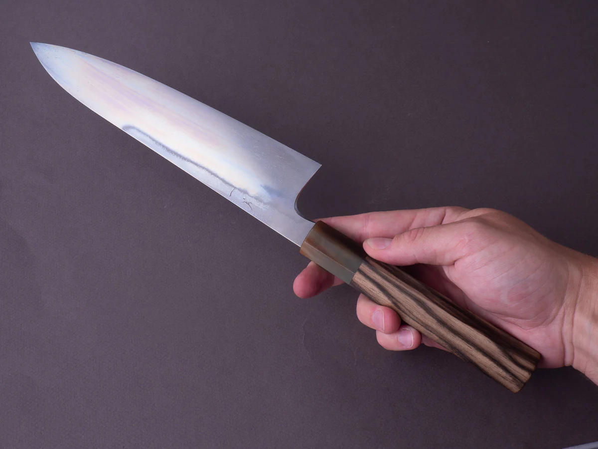 Hitohira - Togashi x Yohei - Blue #1 - Mizu Honyaki - 240mm Gyuto - Kurokaki Persimmon Handle - #019 - Image 11