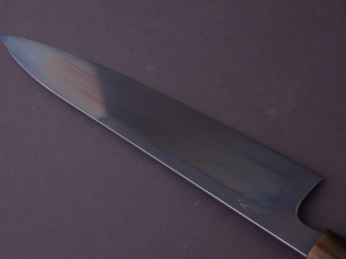 Hitohira - Togashi x Yohei - Blue #1 - Mizu Honyaki - 240mm Gyuto - Kurokaki Persimmon Handle - #019 - Image 6