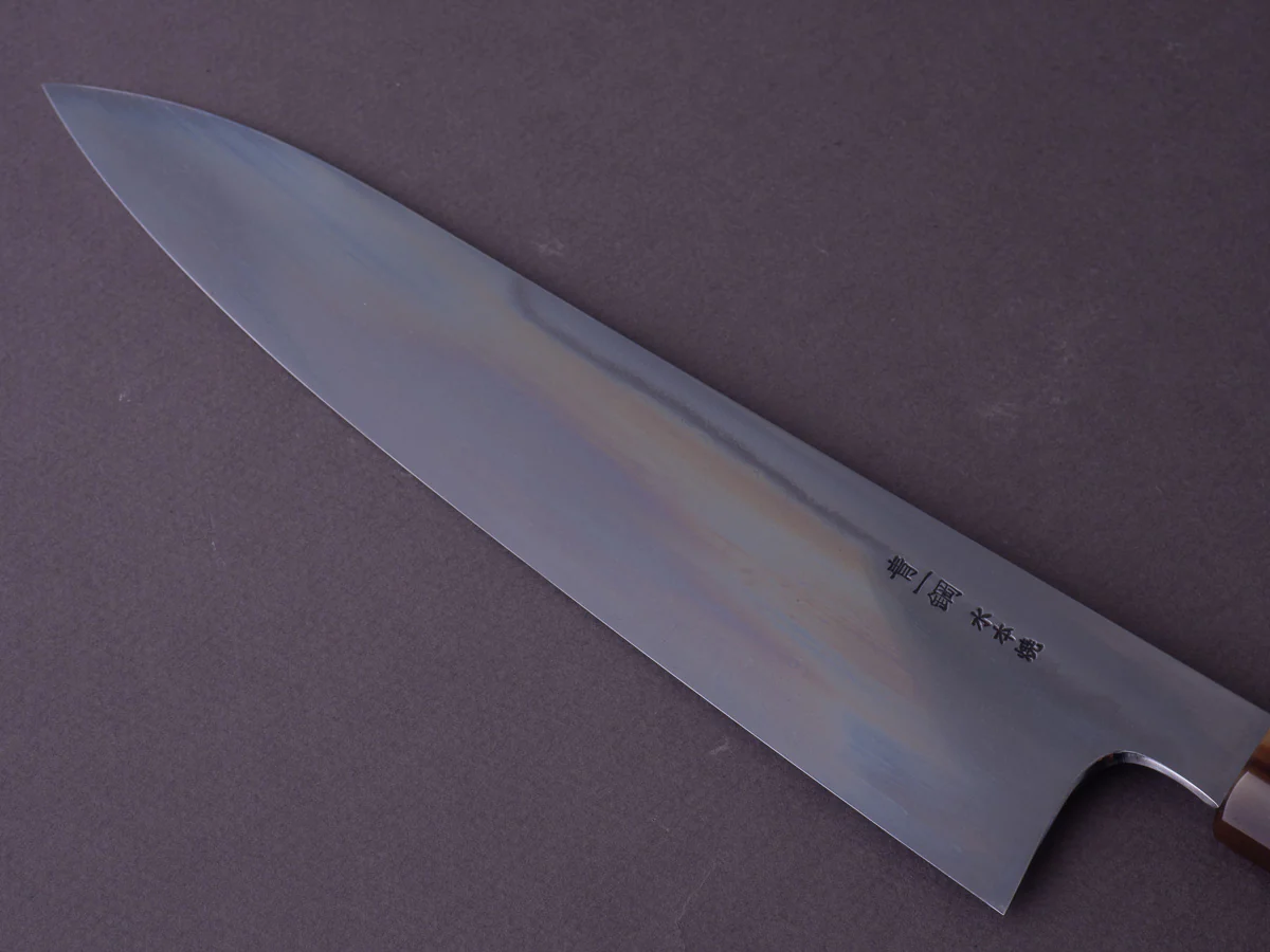 Hitohira - Togashi x Yohei - Blue #1 - Mizu Honyaki - 240mm Gyuto - Kurokaki Persimmon Handle - #019 - Image 7