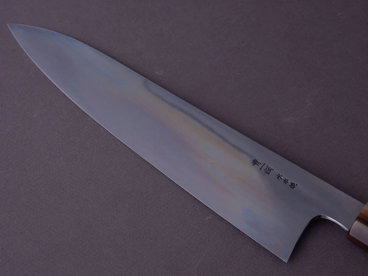 Hitohira - Togashi x Yohei - Blue #1 - Mizu Honyaki - 240mm Gyuto - Kurokaki Persimmon Handle - #019 - Image 8