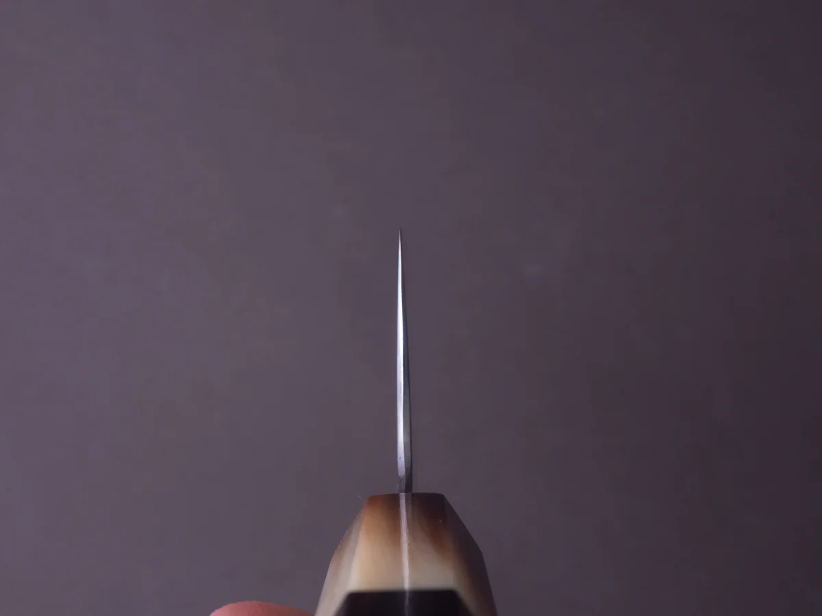 Hitohira - Togashi x Yohei - White #1 - Mizu Honyaki - 240mm Gyuto - Taihei Makassar Ebony Handle - Image 10