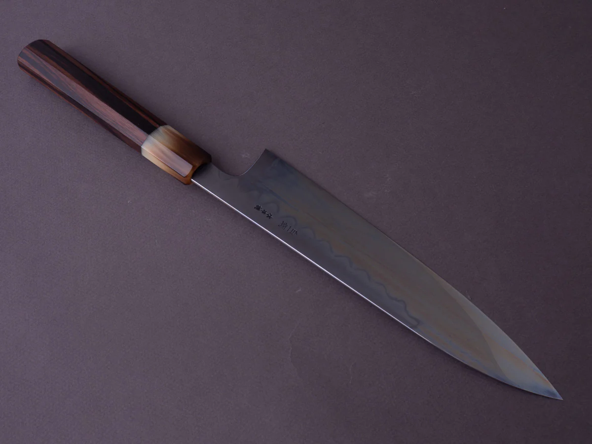 Hitohira - Togashi x Yohei - White #1 - Mizu Honyaki - 240mm Gyuto - Taihei Makassar Ebony Handle - Image 3
