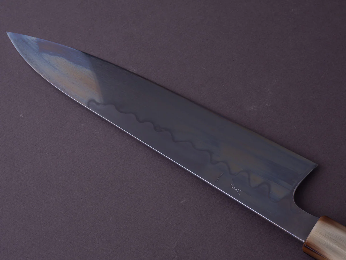 Hitohira - Togashi x Yohei - White #1 - Mizu Honyaki - 240mm Gyuto - Taihei Makassar Ebony Handle - Image 4