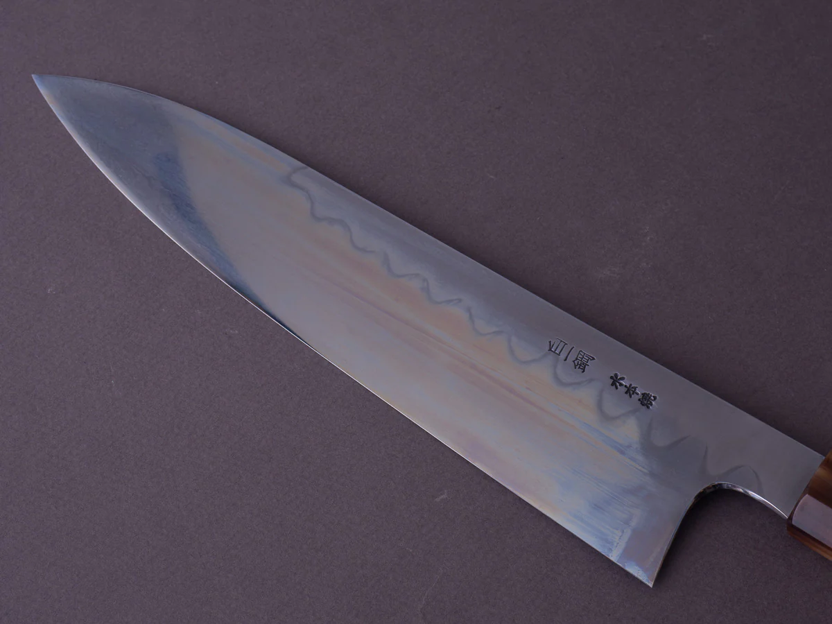 Hitohira - Togashi x Yohei - White #1 - Mizu Honyaki - 240mm Gyuto - Taihei Makassar Ebony Handle - Image 5