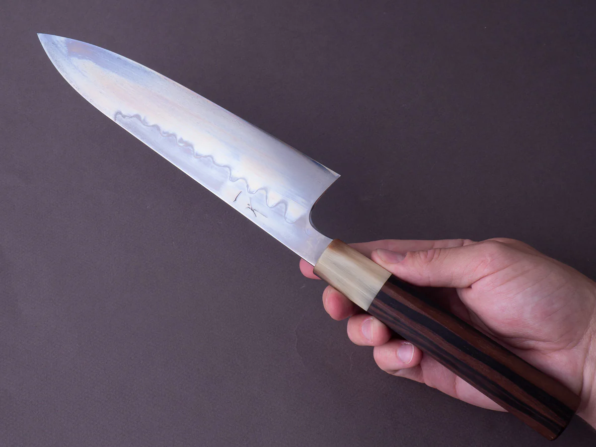 Hitohira - Togashi x Yohei - White #1 - Mizu Honyaki - 240mm Gyuto - Taihei Makassar Ebony Handle - Image 8