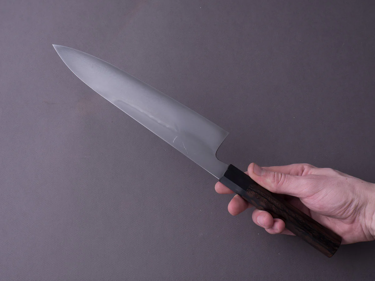 Hitohira - Togashi x Yohei - Blue #1 Mizu Honyaki - 240mm Gyuto - Ziricote Wood Handle - Saya - Image 10