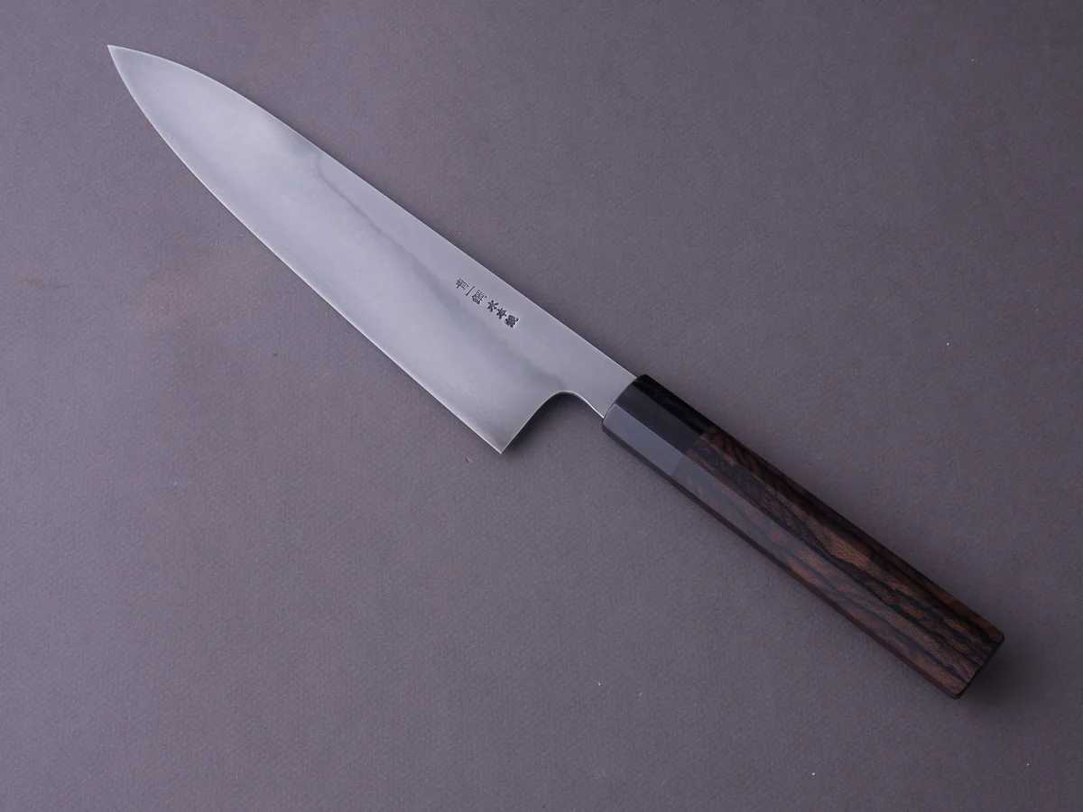 Hitohira - Togashi x Yohei - Blue #1 Mizu Honyaki - 240mm Gyuto - Ziricote Wood Handle - Saya - Image 5
