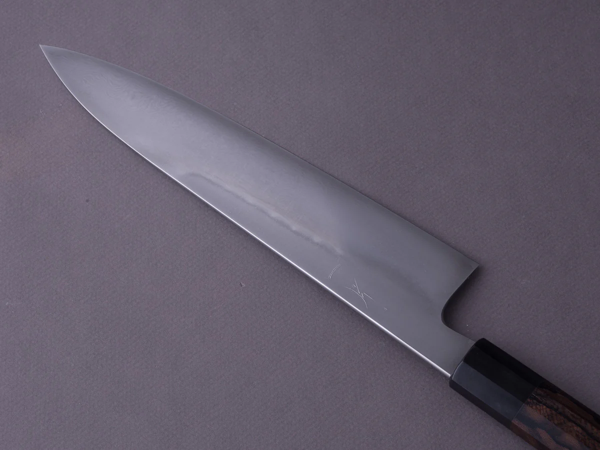 Hitohira - Togashi x Yohei - Blue #1 Mizu Honyaki - 240mm Gyuto - Ziricote Wood Handle - Saya - Image 6