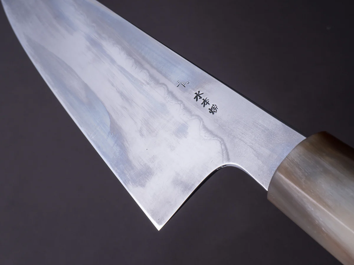 Hitohira - Togashi x Yohei - Blue #2 - Mizu Honyaki - 240mm Gyuto Ziricote Handle (Saya) - Image 5