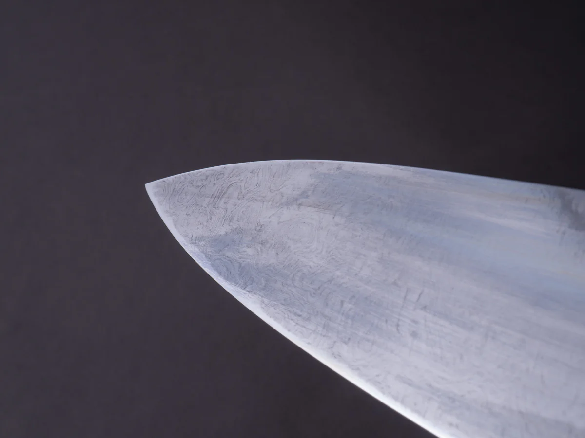 Hitohira - Togashi x Yohei - Blue #2 - Mizu Honyaki - 240mm Gyuto Ziricote Handle (Saya) - Image 7