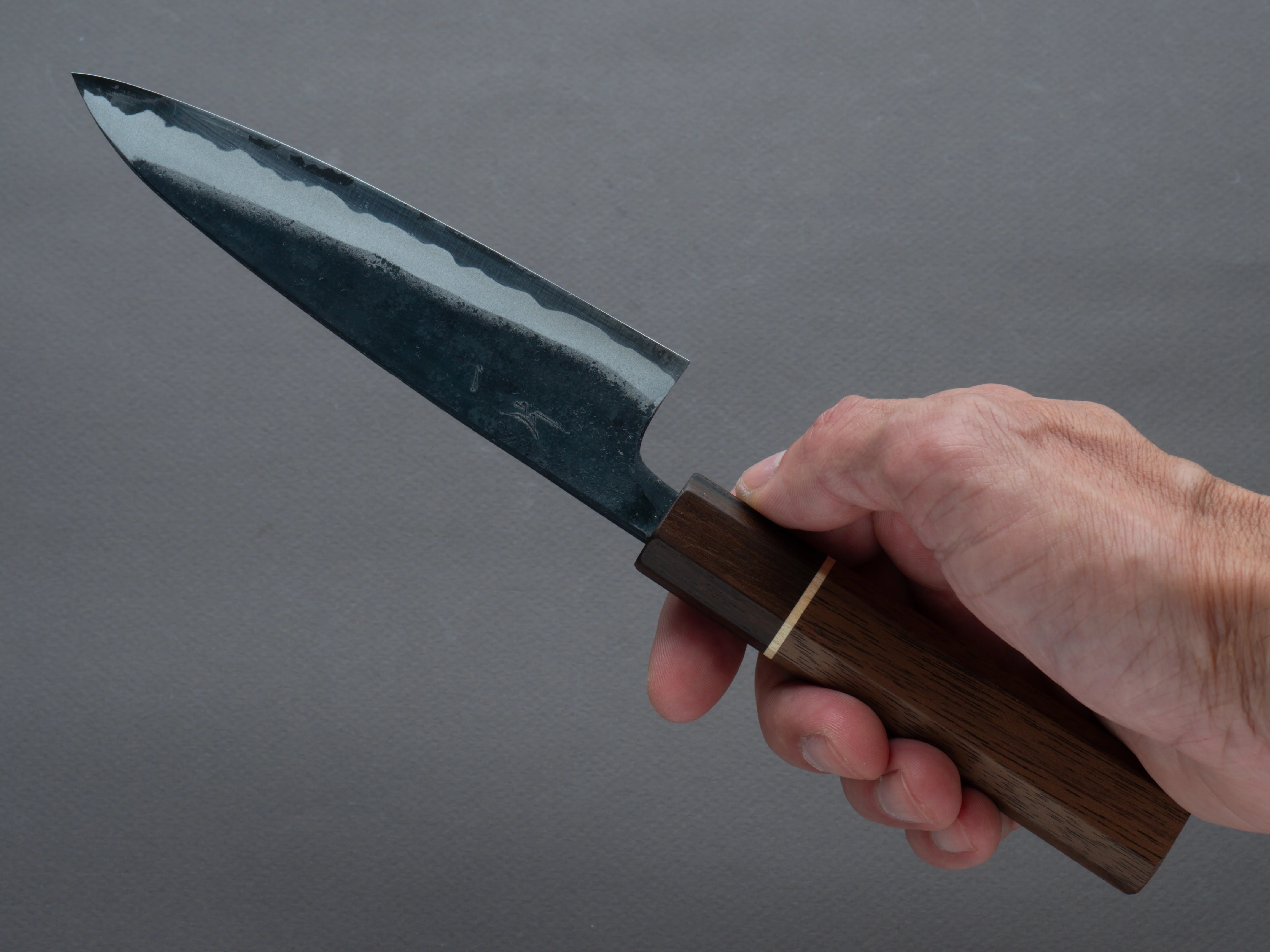 Hitohira - Tosa - Kurouchi - Blue #2 - 135mm Petty - Walnut Handle (Ziricote Ferrule) - Image 7