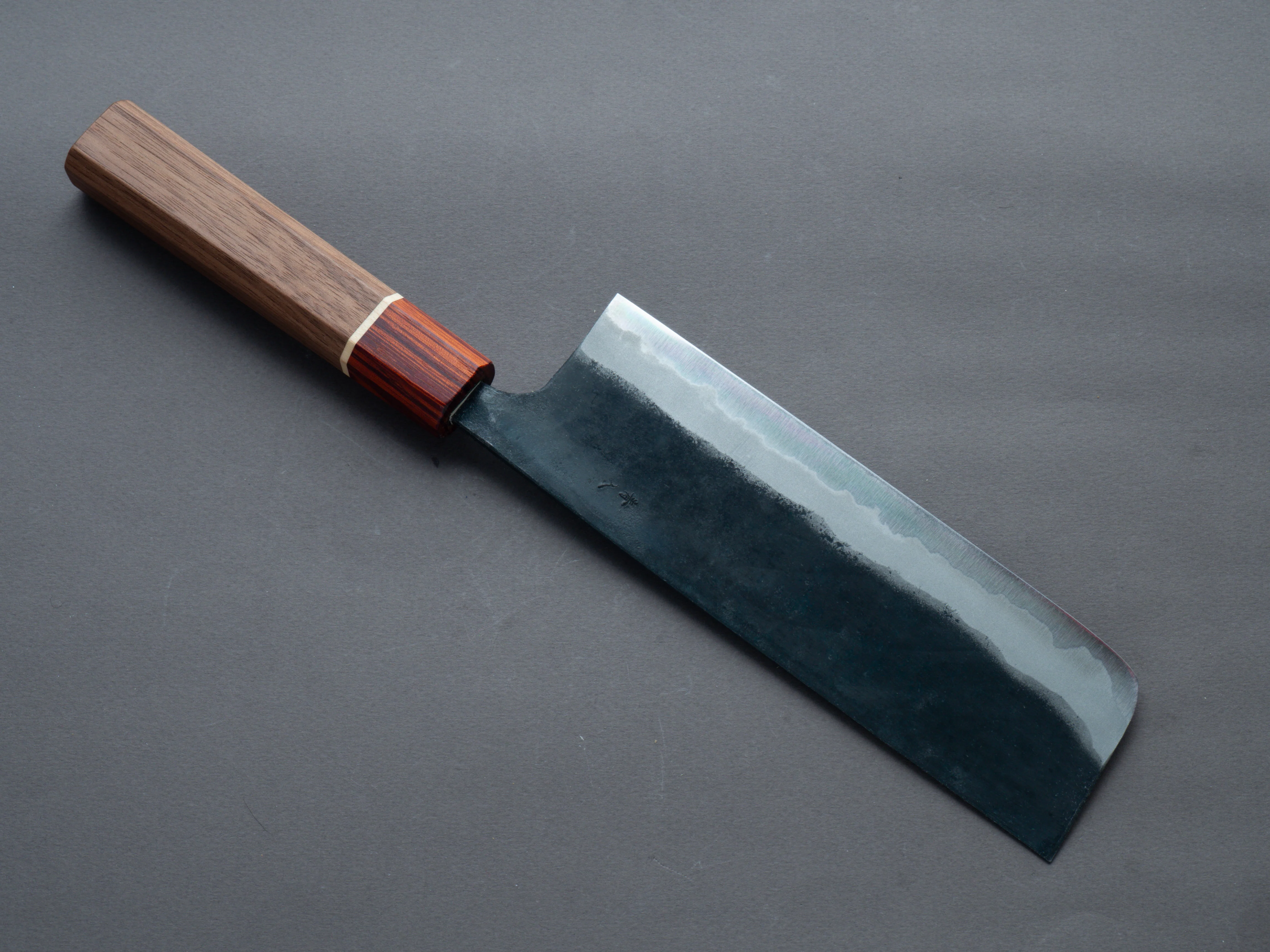 Hitohira - Tosa - Kurouchi - Blue #2 - 170mm Nakiri - Walnut Handle (Rengas Ferrule) - Image 2