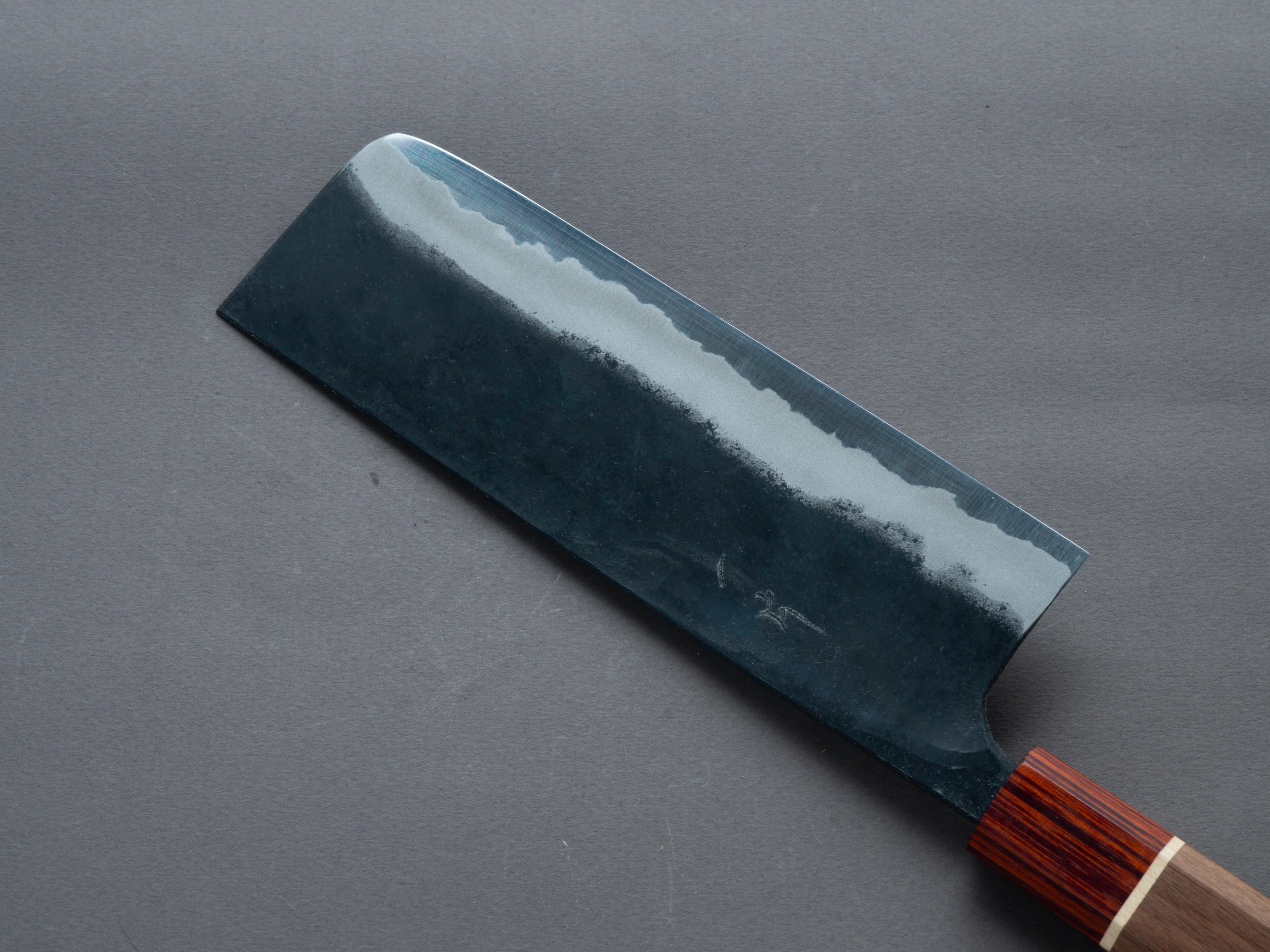 Hitohira - Tosa - Kurouchi - Blue #2 - 170mm Nakiri - Walnut Handle (Rengas Ferrule) - Image 4