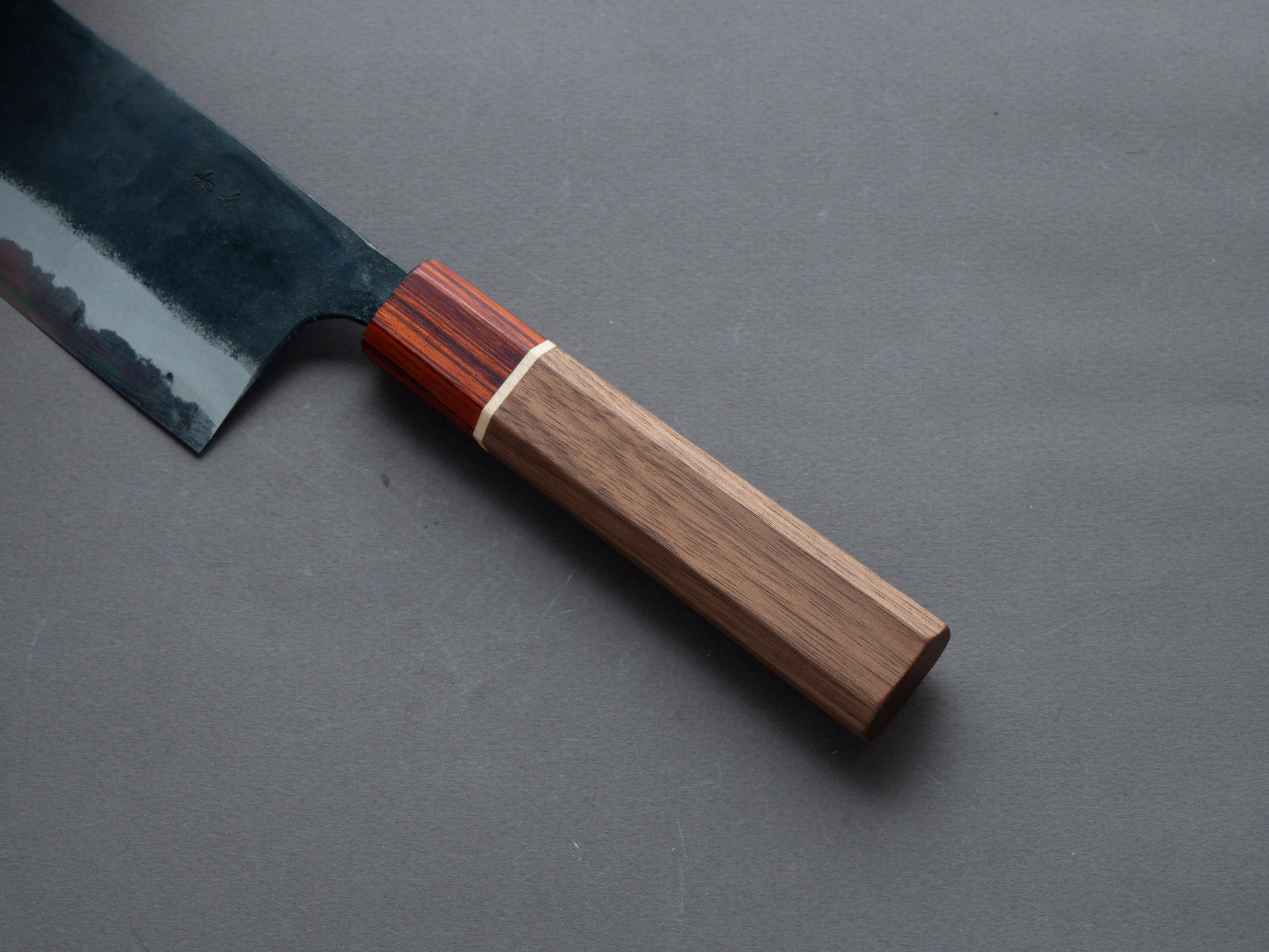 Hitohira - Tosa - Kurouchi - Blue #2 - 170mm Nakiri - Walnut Handle (Rengas Ferrule) - Image 5