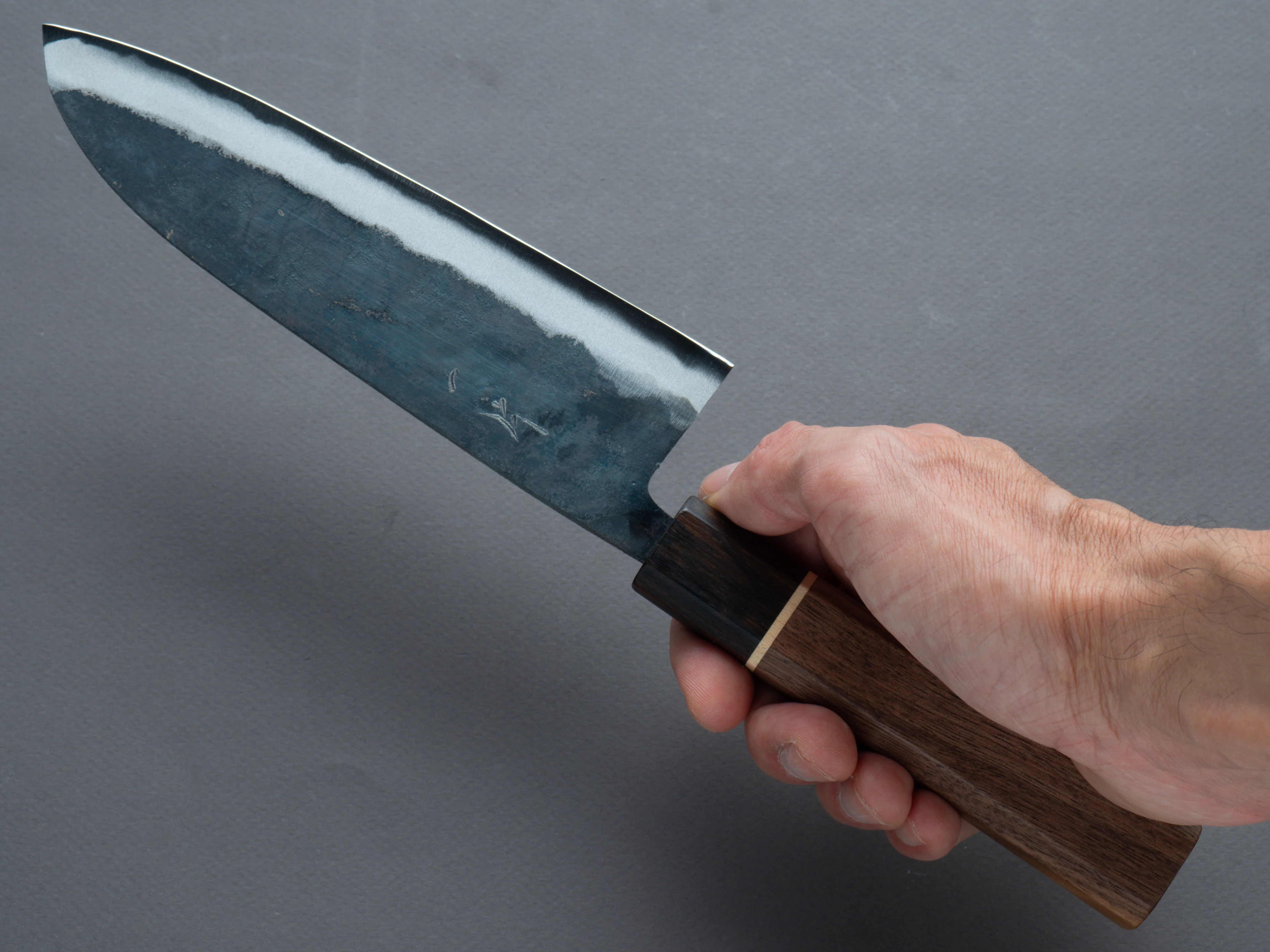 Hitohira - Tosa - White #2 - Kurouchi - Santoku - 165mm - Walnut Handle (Ziricote Ferrule) - Image 7