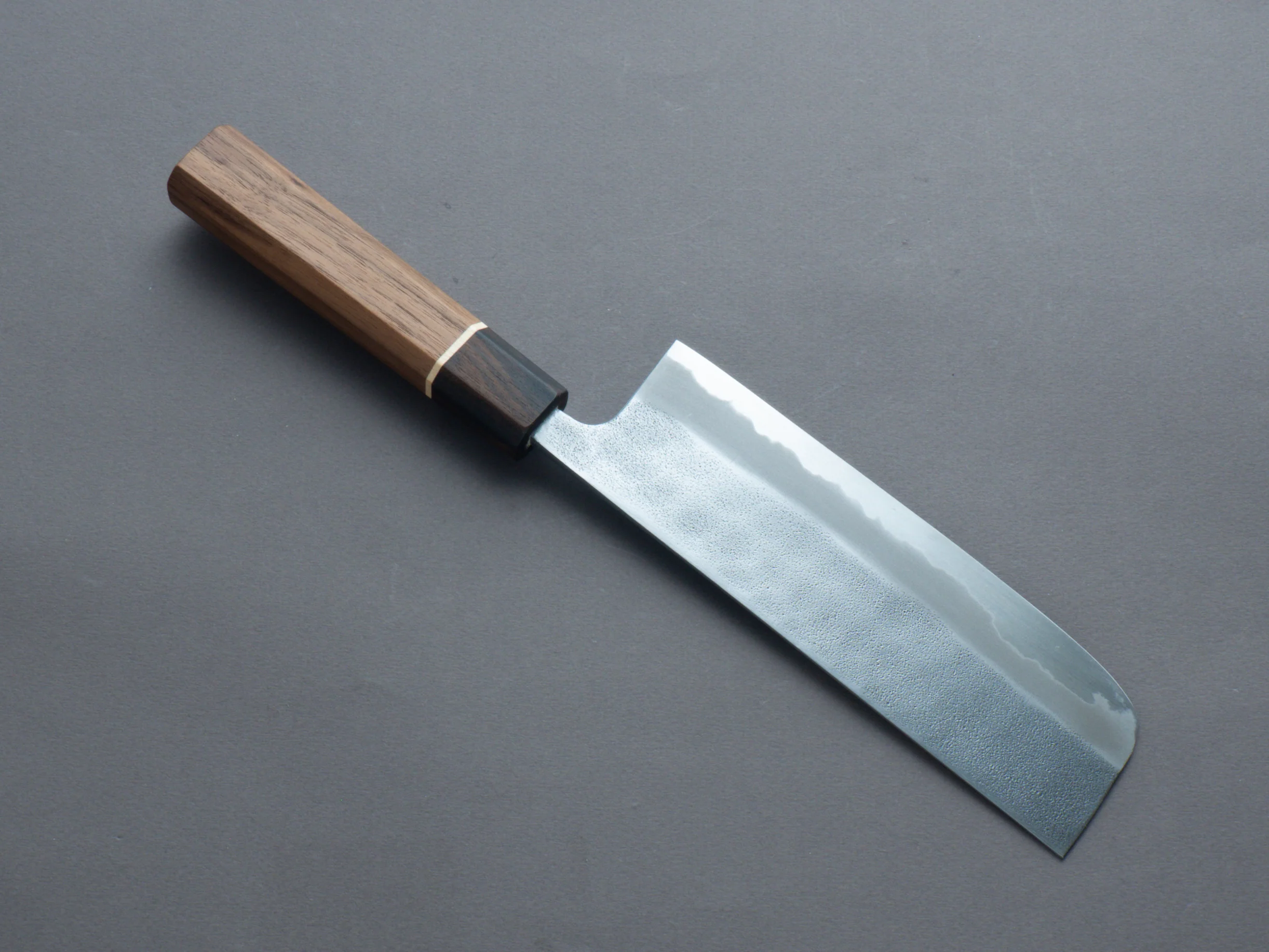 Hitohira - YG - Nashiji - White #2 - Nakiri - 165mm - Walnut Handle (Ziricote Ferrule) - Image 2