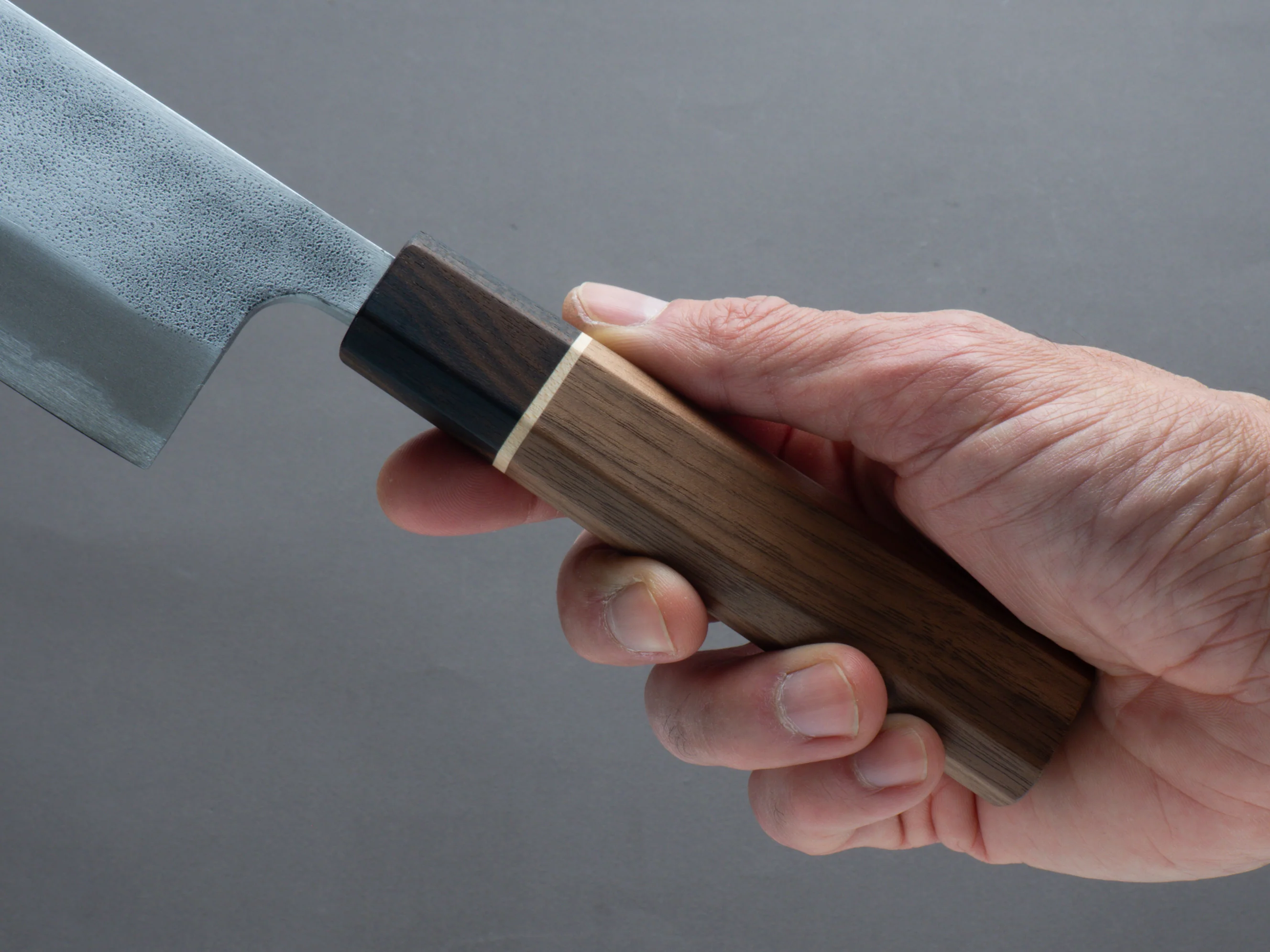 Hitohira - YG - Nashiji - White #2 - Nakiri - 165mm - Walnut Handle (Ziricote Ferrule) - Image 5