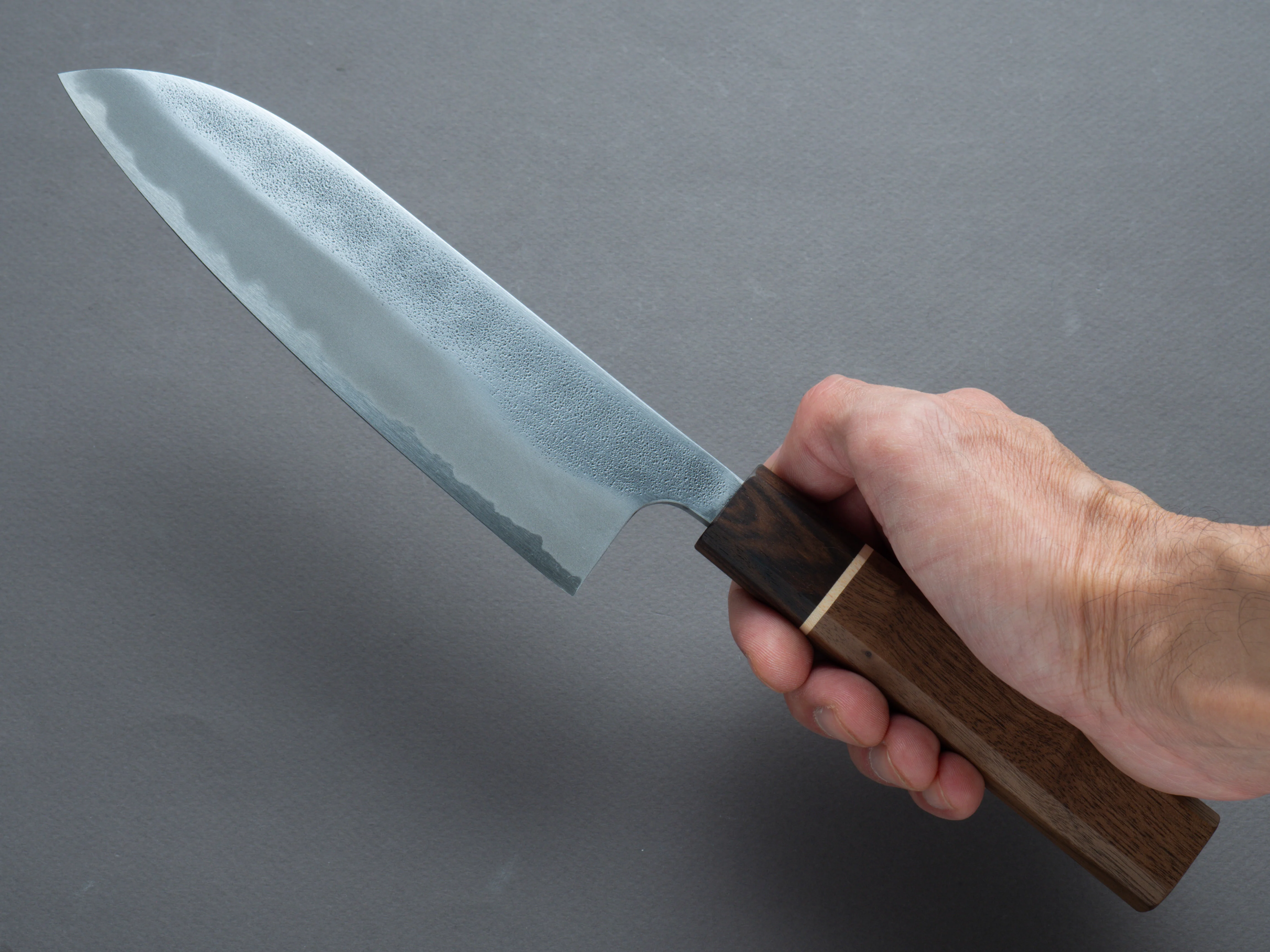 Hitohira - YG - Nashiji - White #2 - Santoku 165mm - Walnut Handle (Ziricote Ferrule) - Image 6