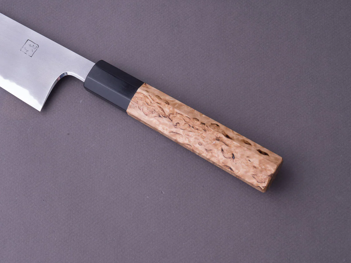 Hitohira - Tanaka x Yohei - Blue #1 Kasumi - 240mm Gyuto - Masur Birch Handle - Image 3