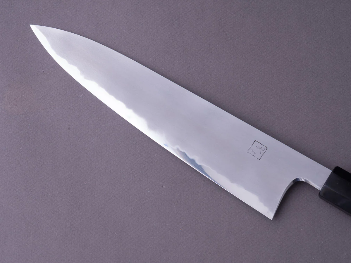 Hitohira - Tanaka x Yohei - Blue #1 Kasumi - 240mm Gyuto - Masur Birch Handle - Image 5