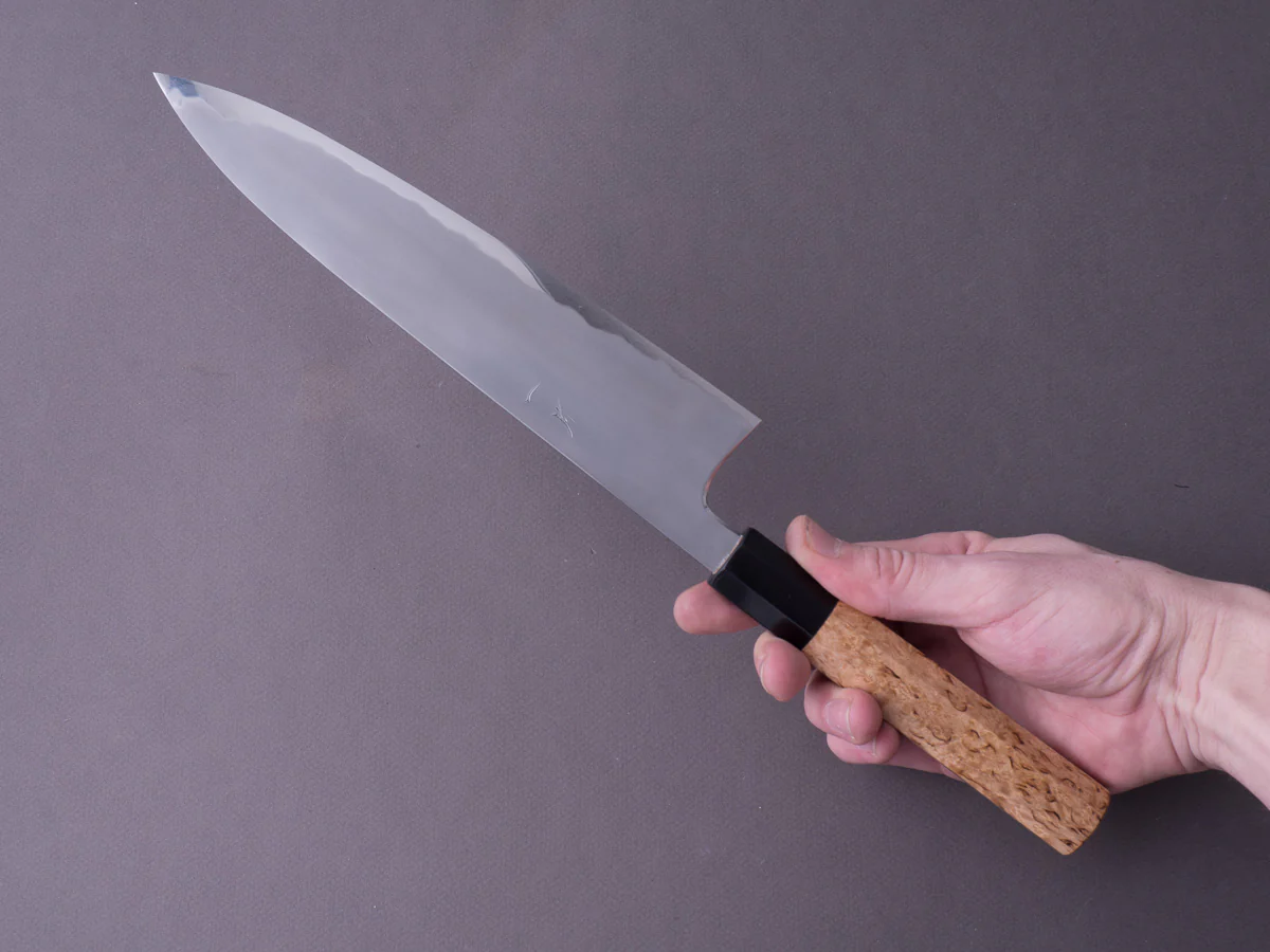 Hitohira - Tanaka x Yohei - Blue #1 Kasumi - 240mm Gyuto - Masur Birch Handle - Image 8