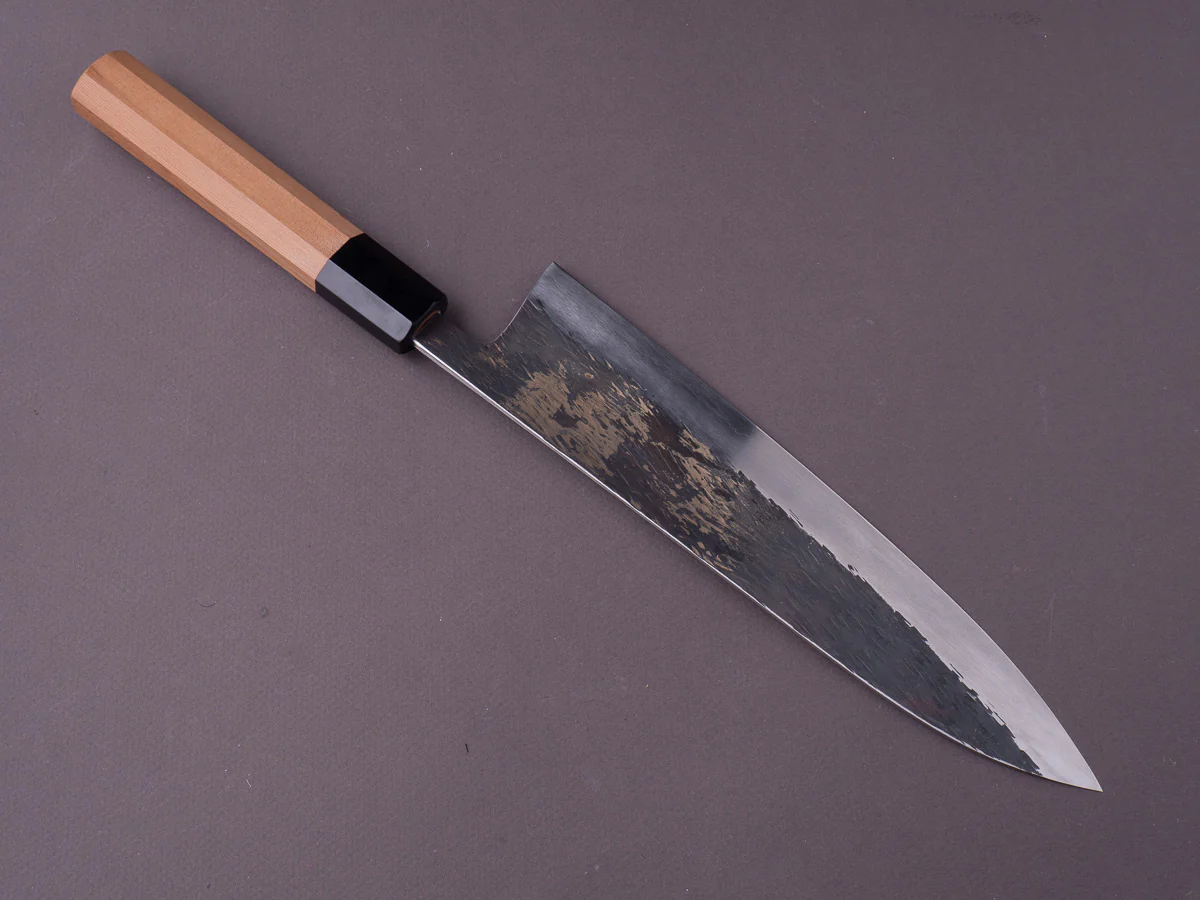 Isamitsu - White #1 Stainless Clad - Kurouchi - 240mm Gyuto - Yakusugi Cedar Handle - Image 2