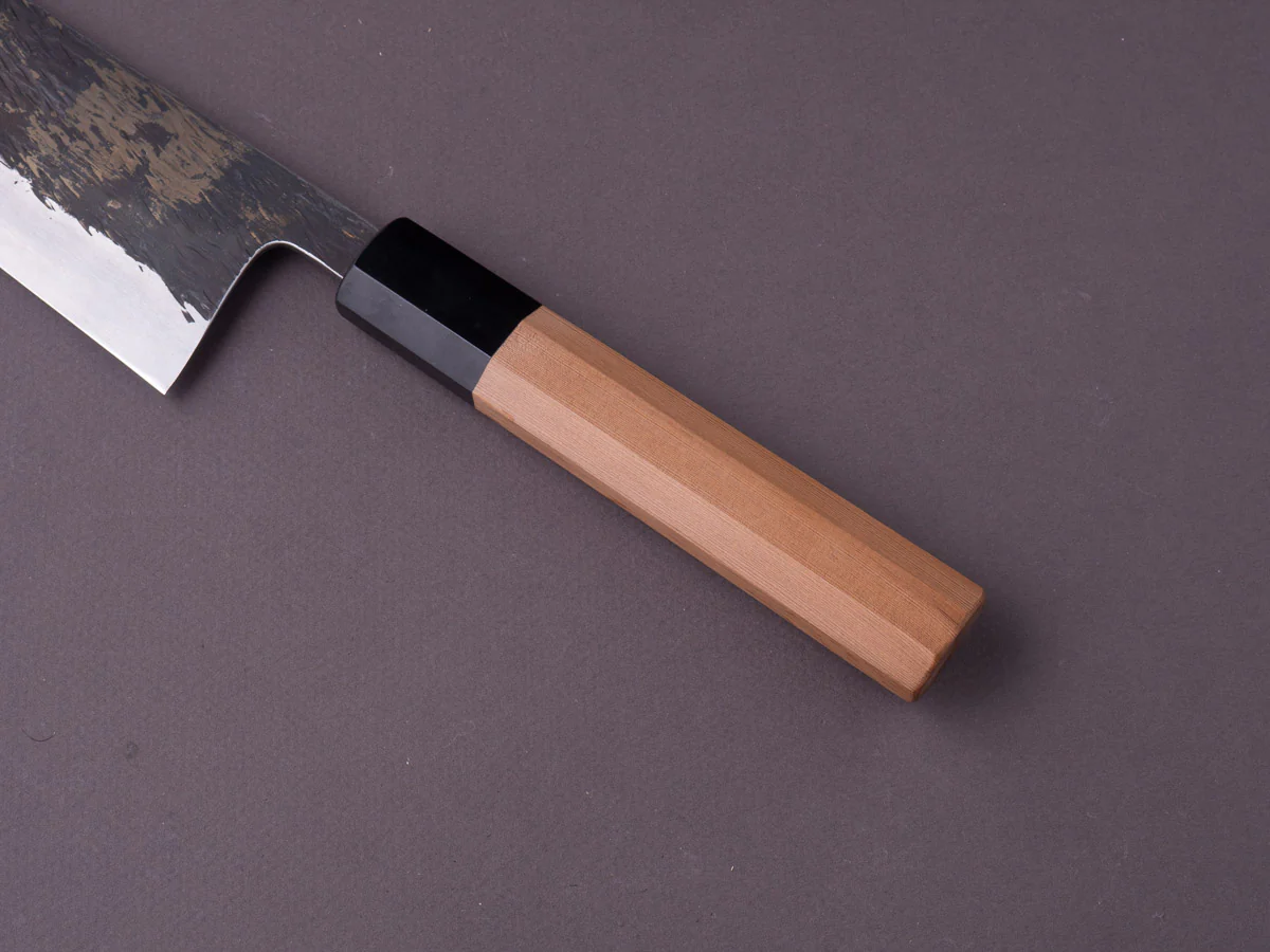 Isamitsu - White #1 Stainless Clad - Kurouchi - 240mm Gyuto - Yakusugi Cedar Handle - Image 5
