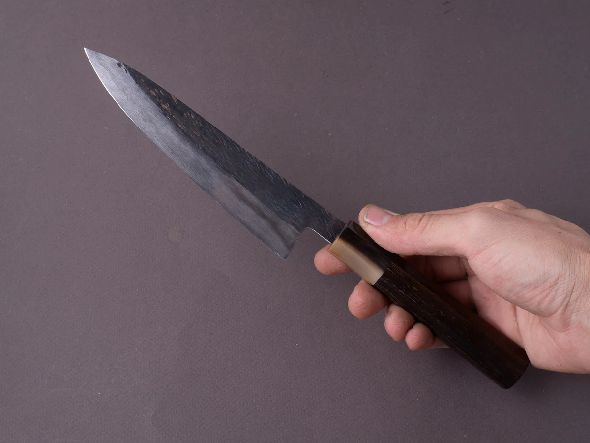 Isamitsu - White #1 Stainless Clad - Kurouchi - 150mm Petty - Taihei Tagayasan Handle - Image 2