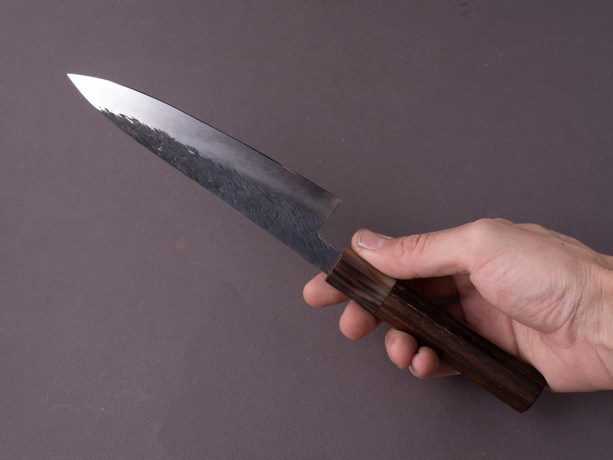 Isamitsu - White #1 Stainless Clad - Kurouchi - 150mm Petty - Taihei Tagayasan Handle - Image 3
