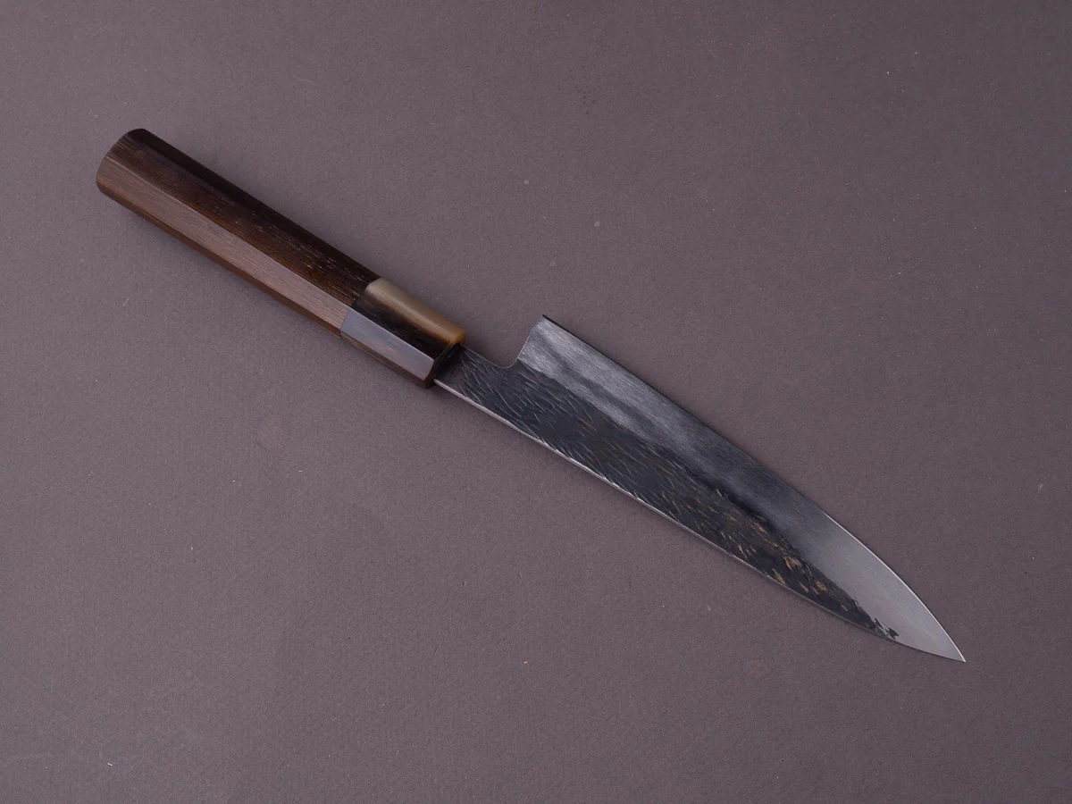 Isamitsu - White #1 Stainless Clad - Kurouchi - 150mm Petty - Taihei Tagayasan Handle - Image 6