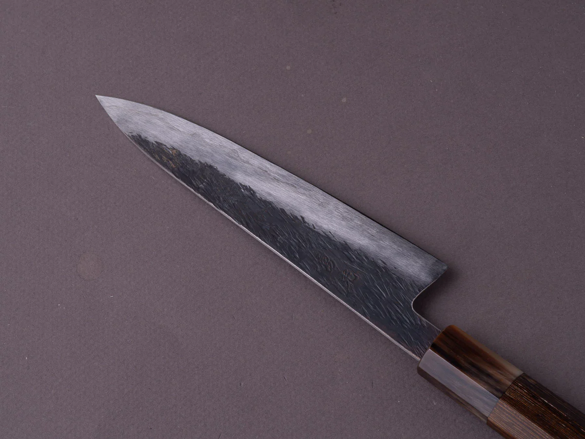 Isamitsu - White #1 Stainless Clad - Kurouchi - 150mm Petty - Taihei Tagayasan Handle - Image 7