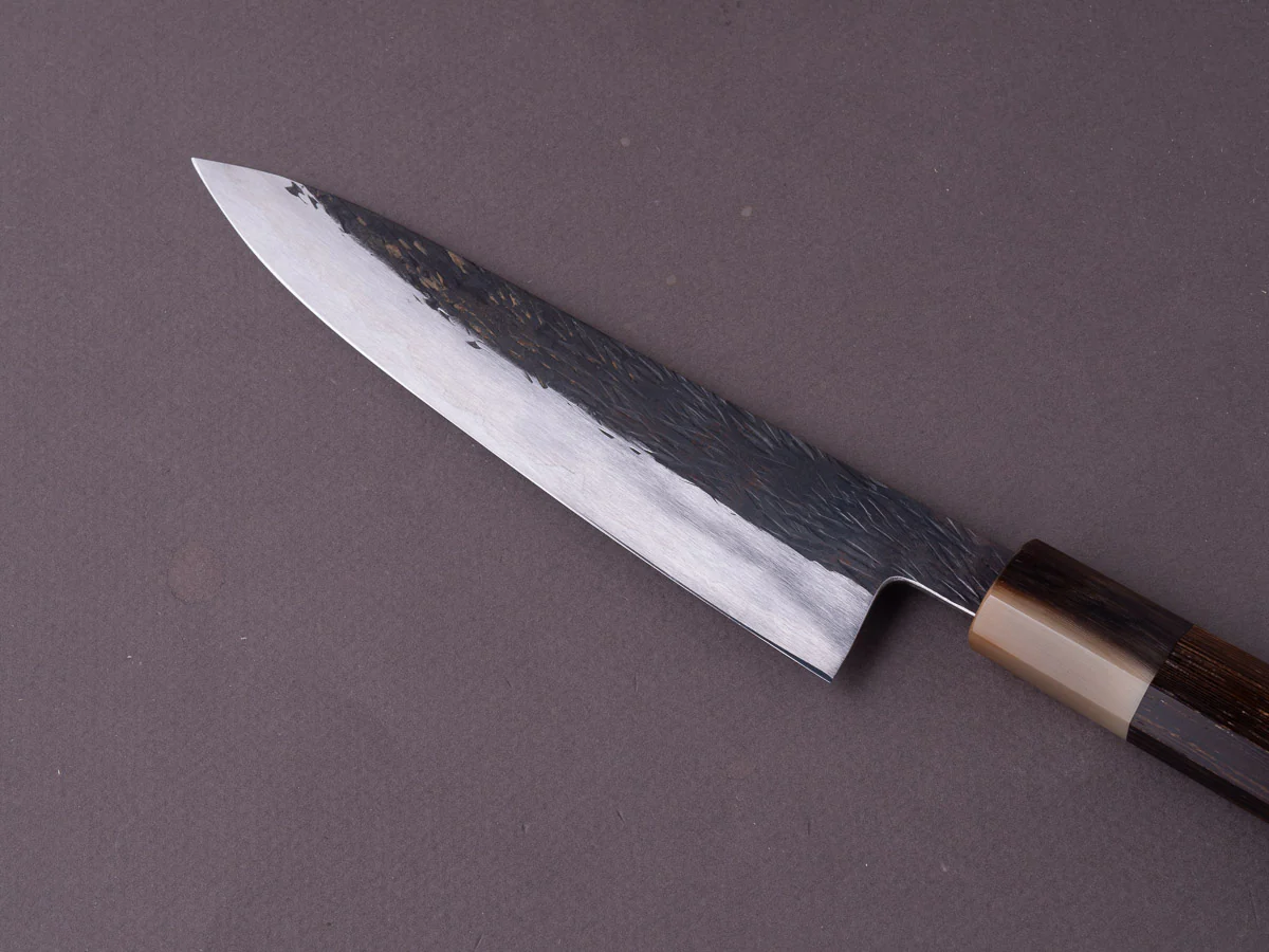 Isamitsu - White #1 Stainless Clad - Kurouchi - 150mm Petty - Taihei Tagayasan Handle - Image 8