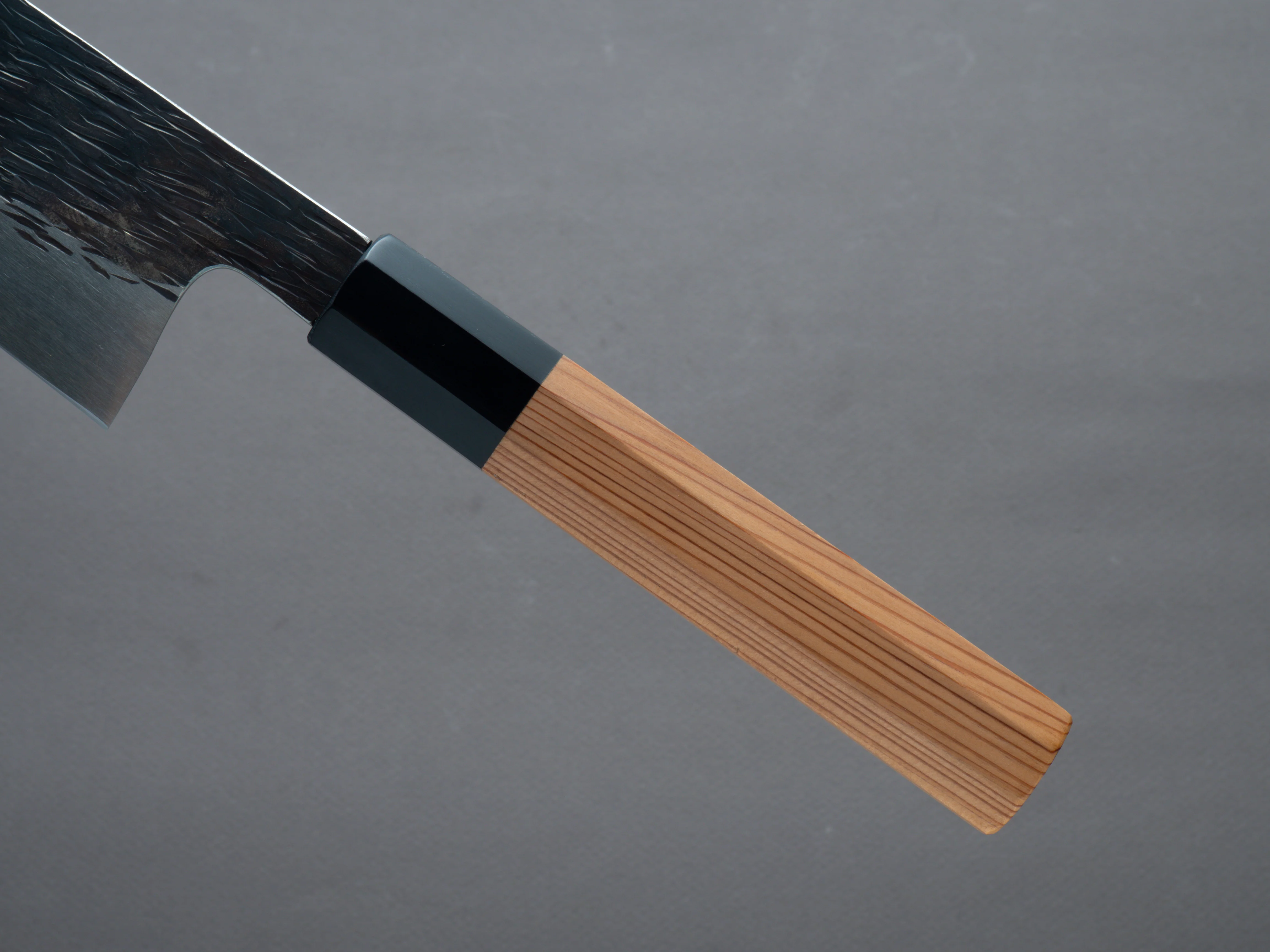 Isamitsu - White #1 - Stainless Clad - Kurouchi - 210mm Gyuto - Yakasugi Cedar Handle - Image 5