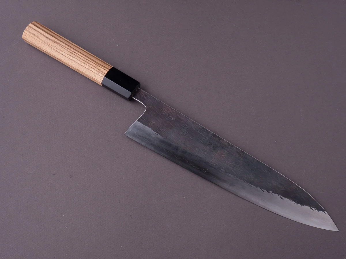 Isamitsu - White #1 Stainless Clad - Kurouchi - 240mm Gyuto - Taihei Zebrawood Handle