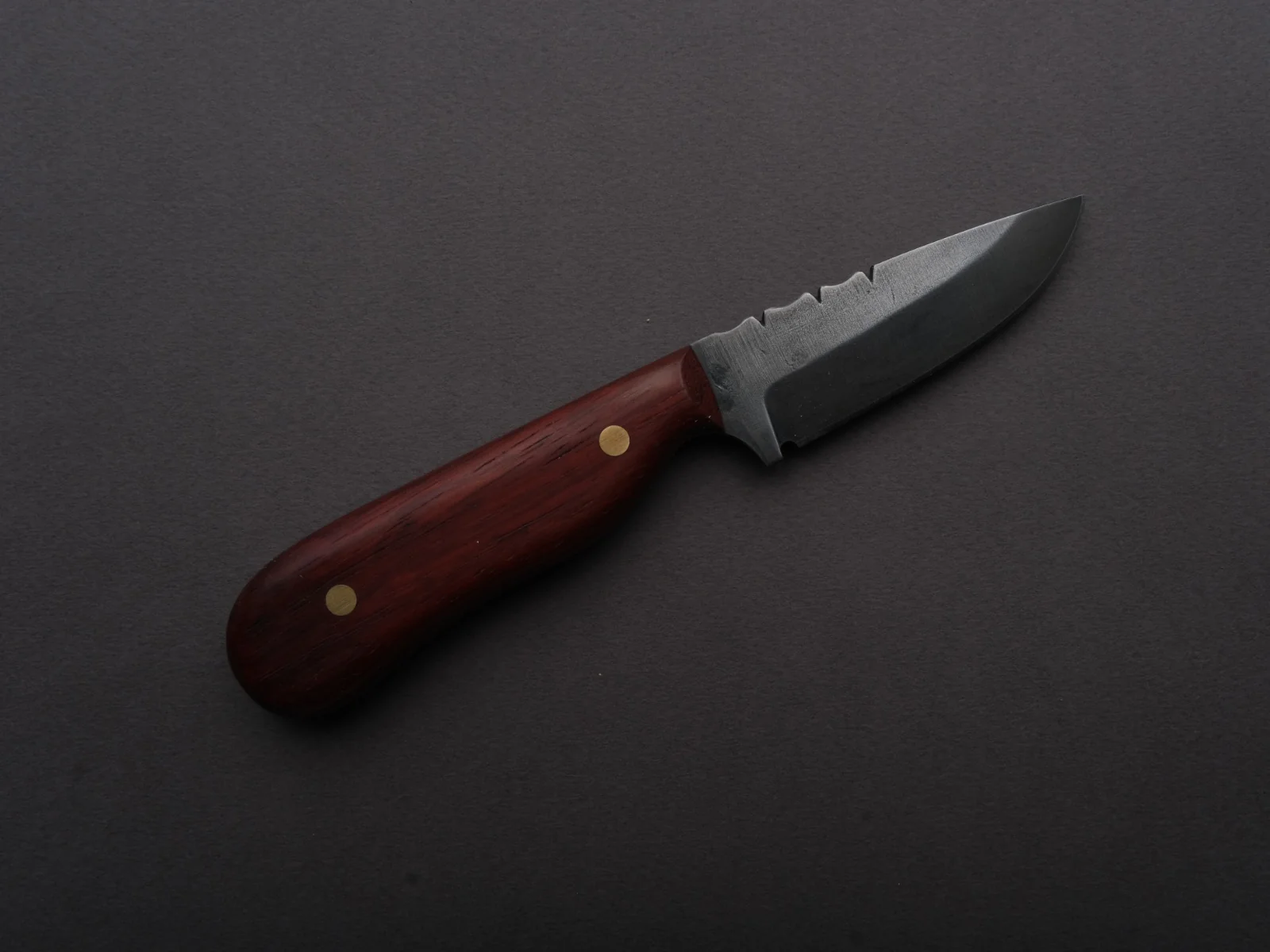 Jordan Kepler - Fixed Blade - Small Ridge Runner - 80CrV2 - Forced Patina - 2.5" - Padauk Handle