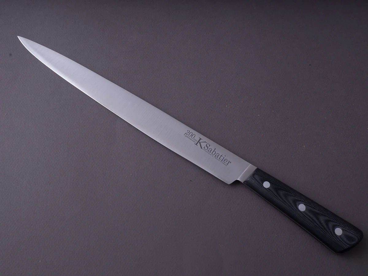 K Sabatier - 200 Range - 14C28N - 10" Slicer - G10 Handle - Leather Sleeve - Image 11