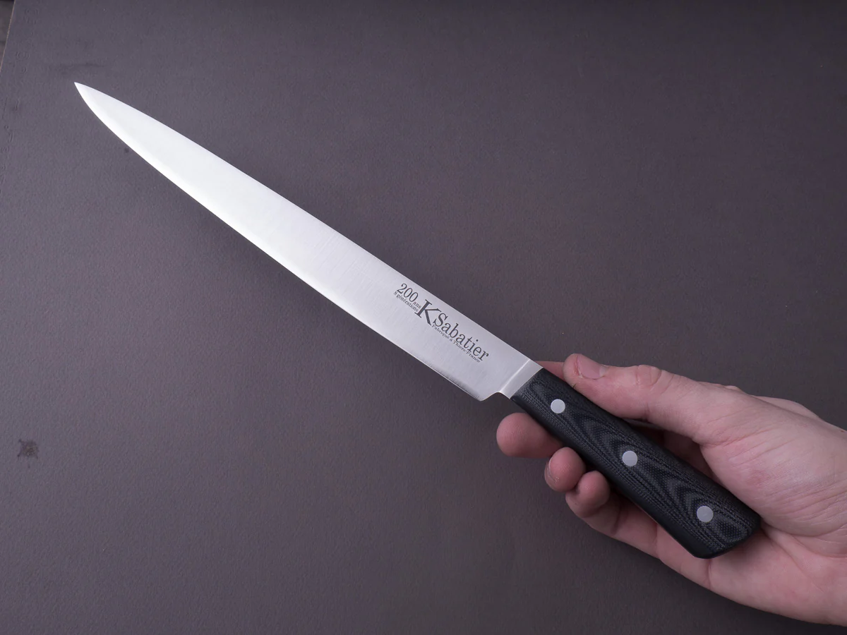 K Sabatier - 200 Range - 14C28N - 7" Slicer - G10 Handle - Leather Sleeve - Image 6