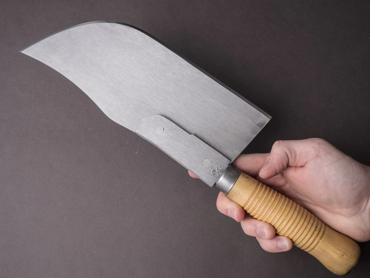 K Sabatier - Curved Leaf Cleaver - Carbon - 10" No. 22 - Boxwood Handle - Image 7