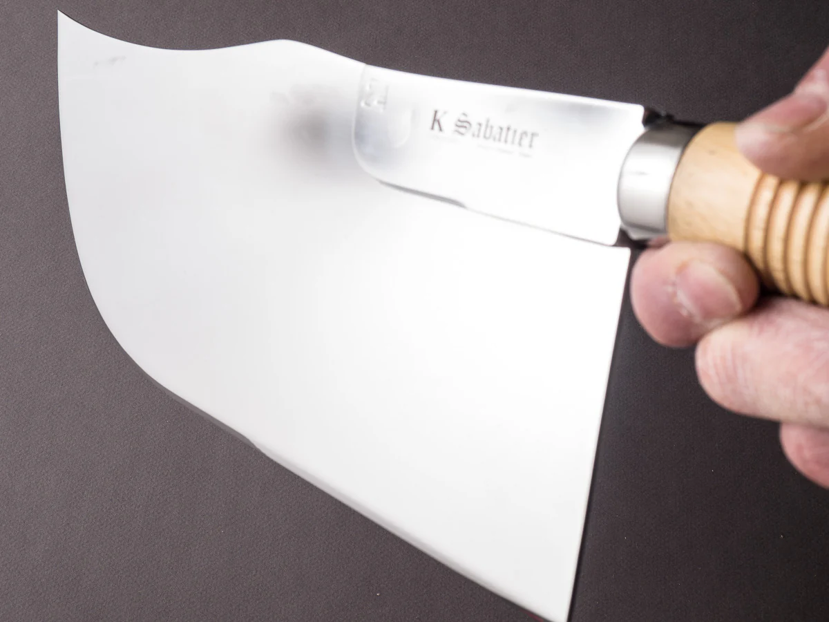 K Sabatier - Curved Leaf Cleaver- Stainless - 12" No. 24 - Boxwood Handle - Mirror Polished - Image 10