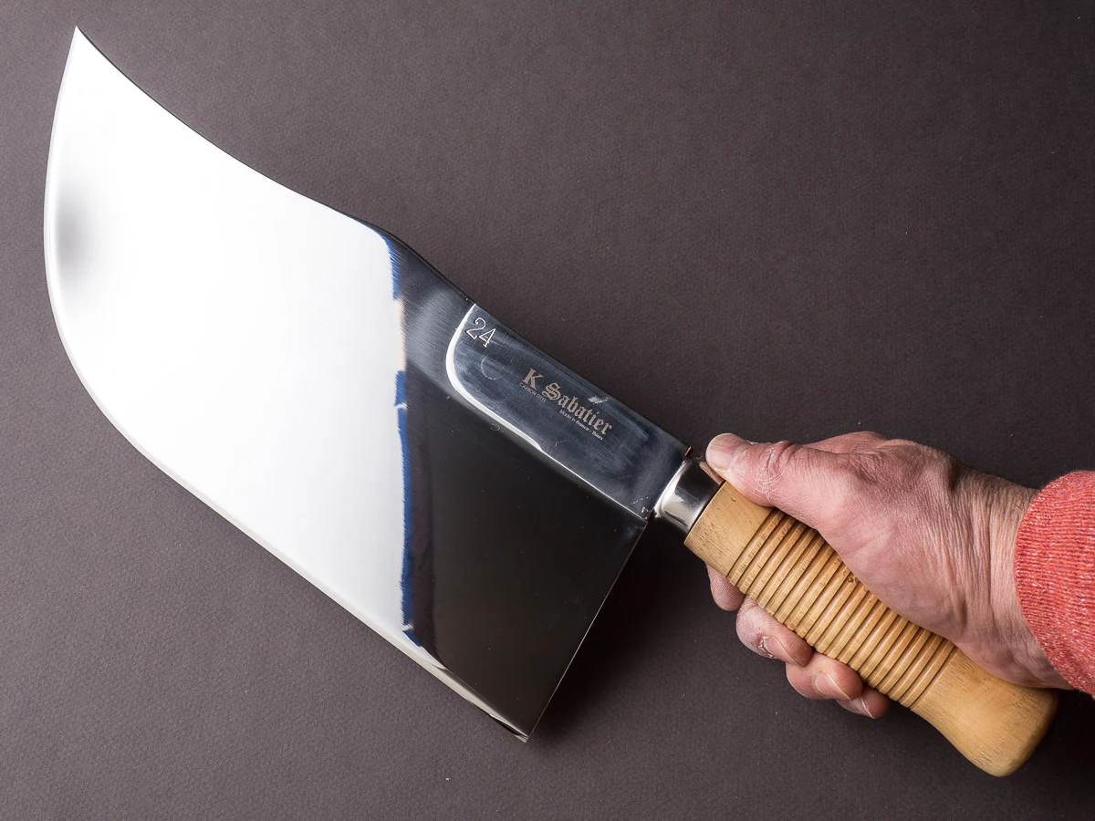 K Sabatier - Curved Leaf Cleaver- Stainless - 12" No. 24 - Boxwood Handle - Mirror Polished - Image 5