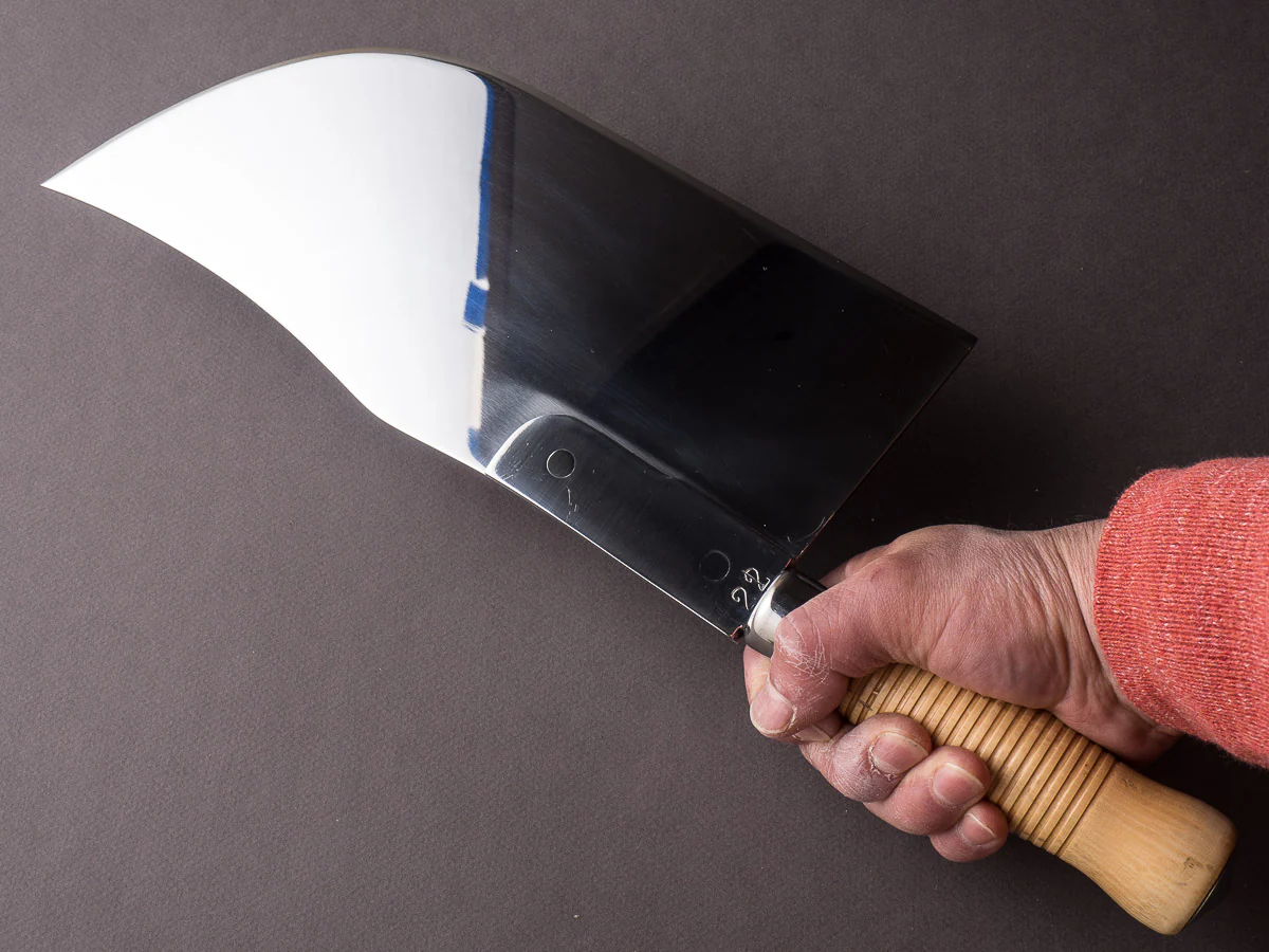 K Sabatier - Curved Leaf Cleaver- Stainless - 12" No. 24 - Boxwood Handle - Mirror Polished - Image 6