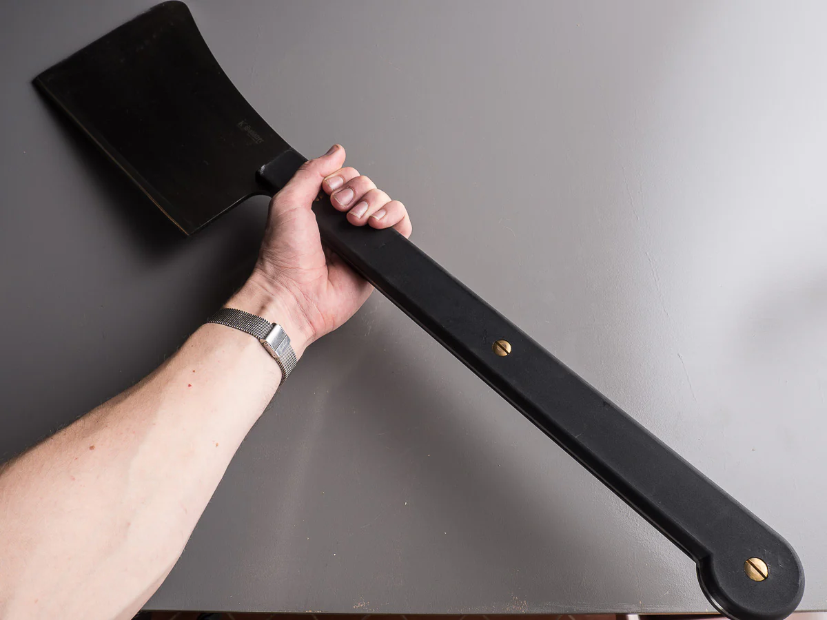 K Sabatier - Square Leaf Cleaver - Stainless - 2 Handed Lyonnaise Style - Nylon Handle - 2500g - Image 7