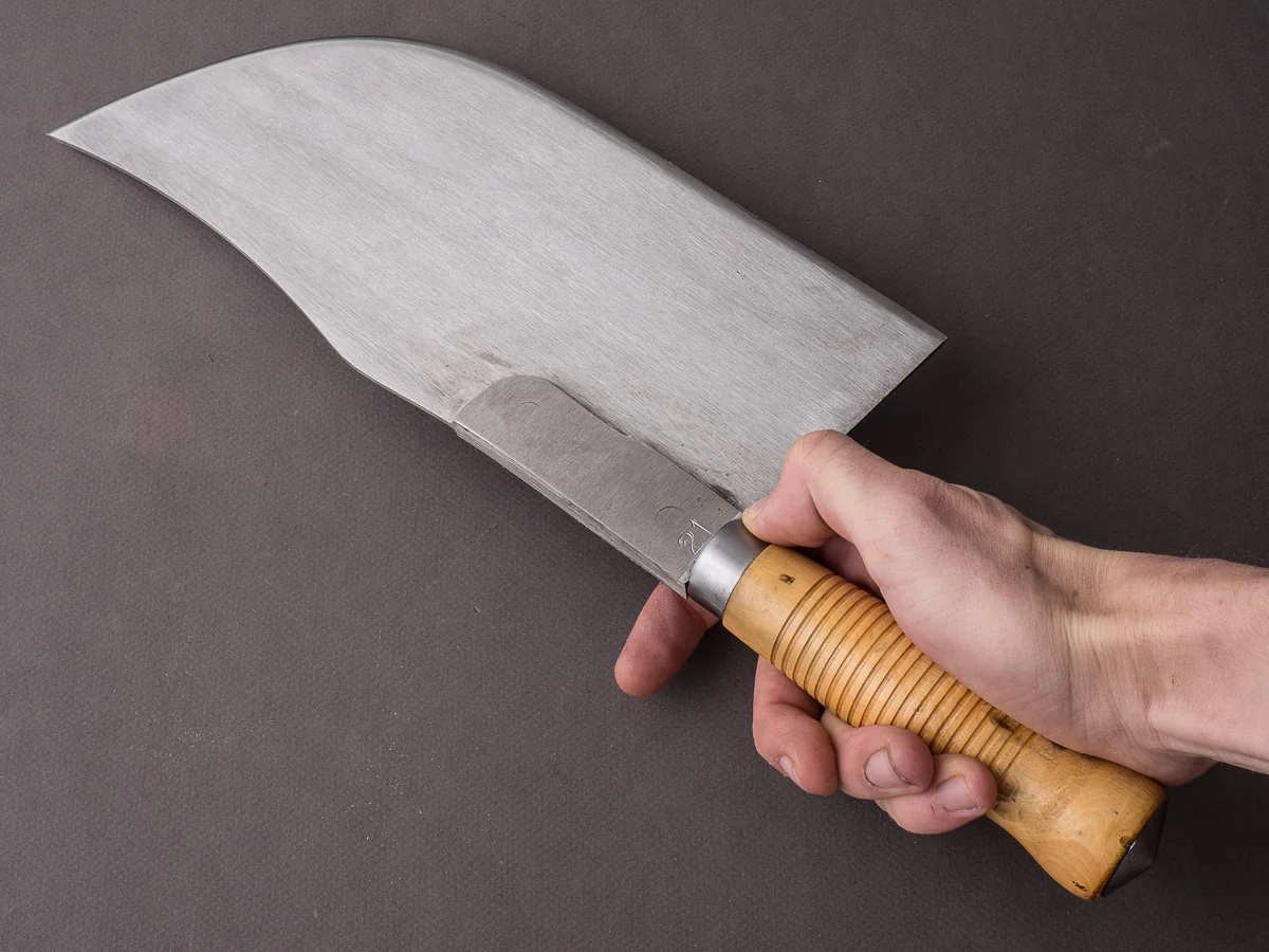 K Sabatier - Curved Leaf Cleaver - Carbon - 12" No. 24 - Boxwood Handle - Image 5