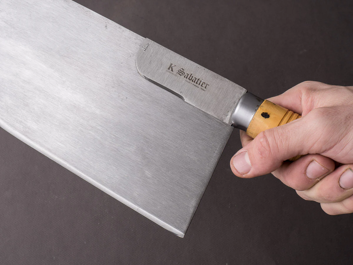 K Sabatier - Straight Leaf Cleaver - Carbon - 1050g - Boxwood Handle - Image 2