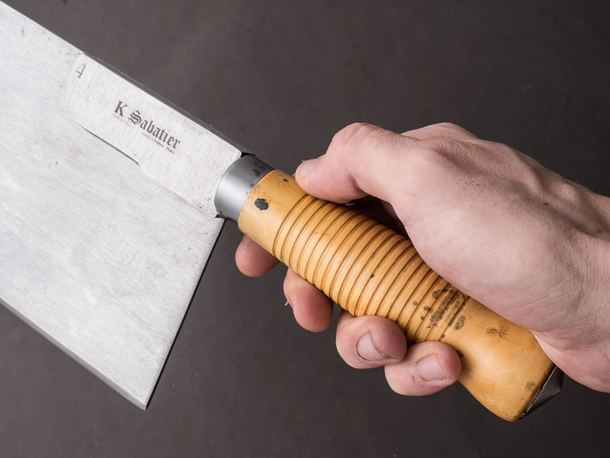 K Sabatier - Straight Leaf Cleaver - Carbon - 1050g - Boxwood Handle - Image 7
