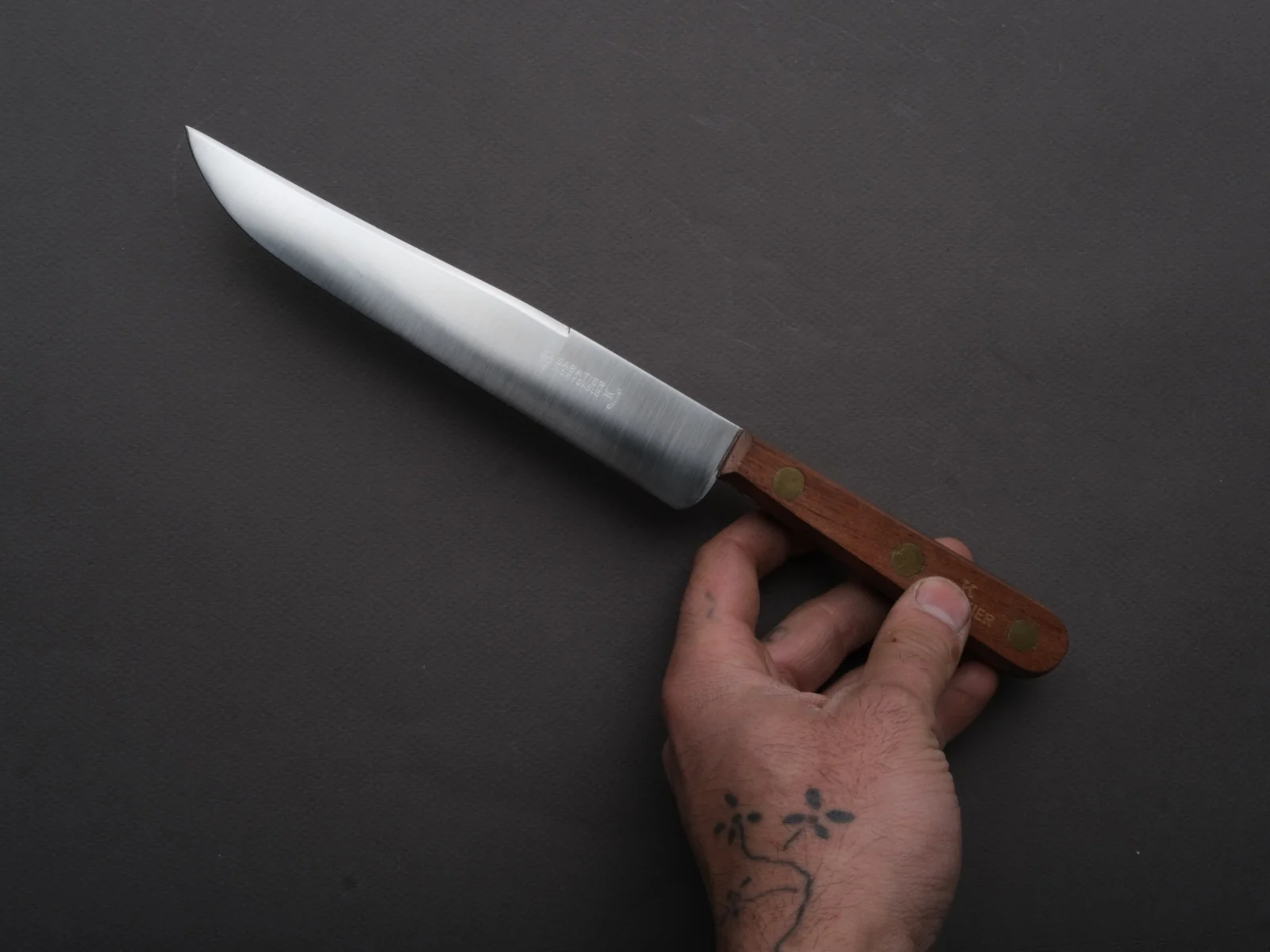 K Sabatier - Antique - Stainless - Carving - 7" - Wood Western - Image 2