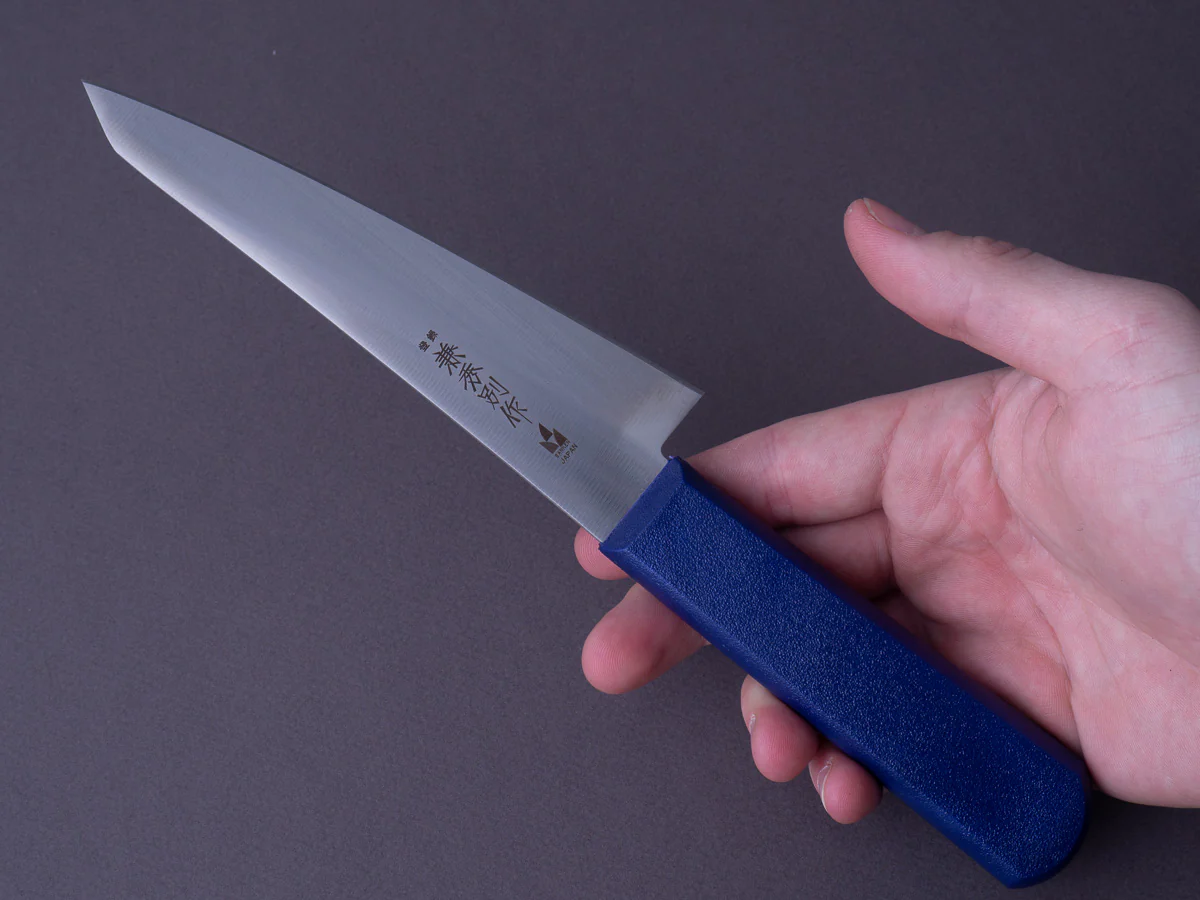 Kanehide - Bessaku - Stainless - 150mm Honesuki Kaku - Blue Elastomer Handle - Image 7