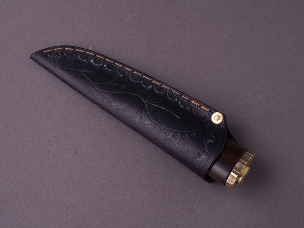 Jordan Kepler - Fixed Blade - Belt Knife - 80CRV2 - 90mm - Ebony & Ironwood Handle w/ Brass Fittings - Leather Belt Sheath - Image 2