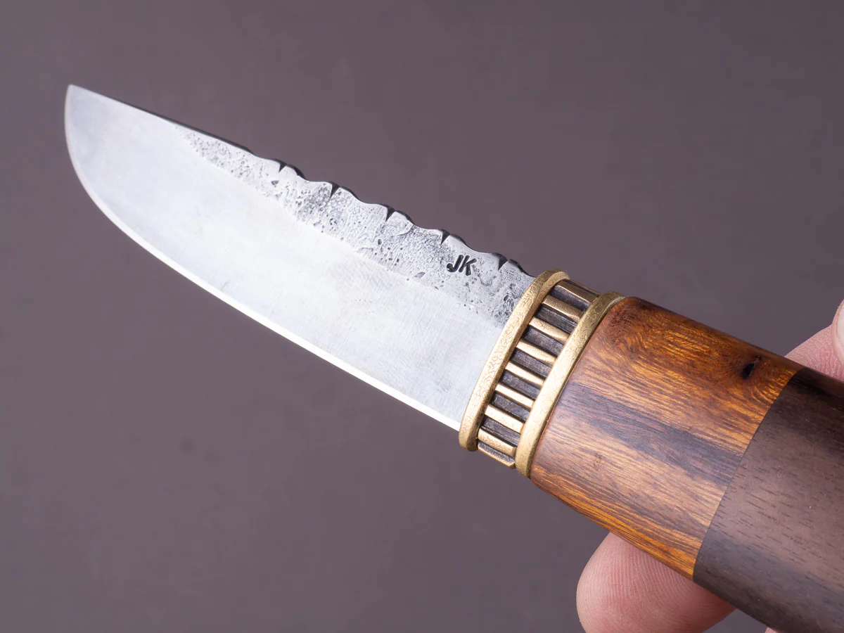 Jordan Kepler - Fixed Blade - Belt Knife - 80CRV2 - 90mm - Ebony & Ironwood Handle w/ Brass Fittings - Leather Belt Sheath - Image 3